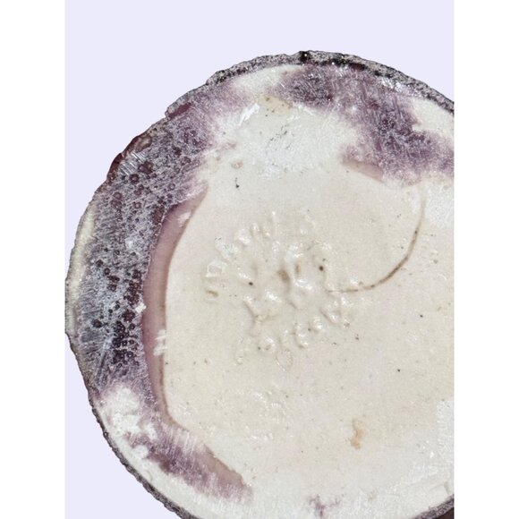 Vintage Pisgah Forest 2 handled Vase turquoise and maroon - Picture 7 of 12